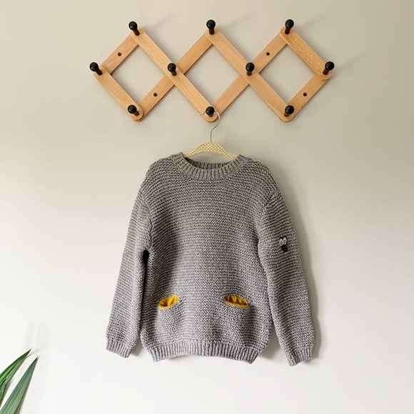 Zara Other - Zara Grey Knit Owl Pocket Sweater | 4-5 Years